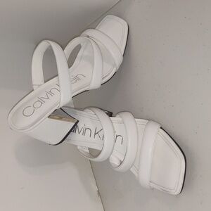 Calvin Klein Hailee Heeled Sandals, White, Women's 10 M